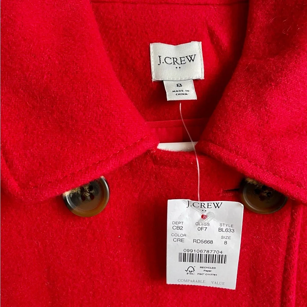J. Crew Double-Breasted Red Wool Coat - Picture 9 of 12